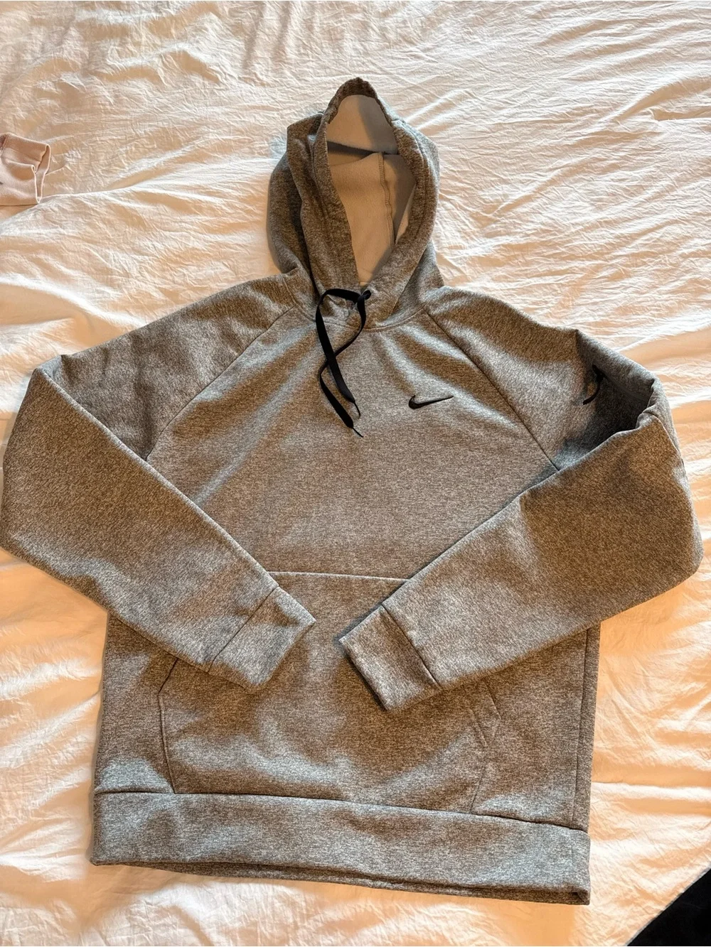 Nike Gray Heather Pullover Hoodie with Black Swoosh